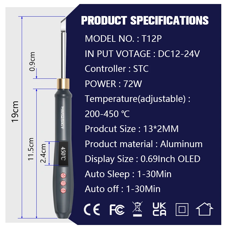 72W T12 Soldering Iron Adjustable Digital Solder Station Equipment Portable Home Electronics Repair Tool Set