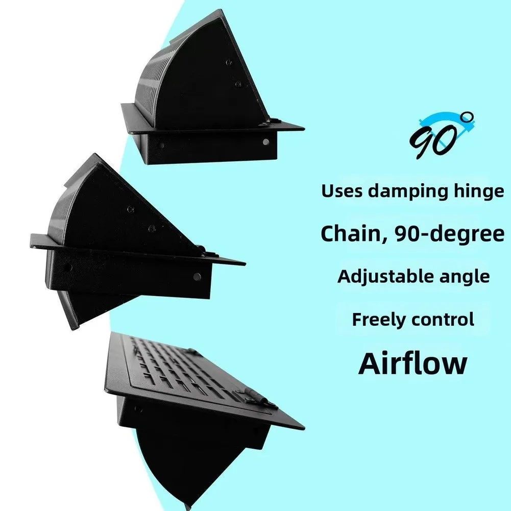 Heavy-Duty Carbon Steel Floor Air Vent Adjustable 90 Degree Black-Metal Grille For Home-HVAC Indoor Air Quality System 32x17cm