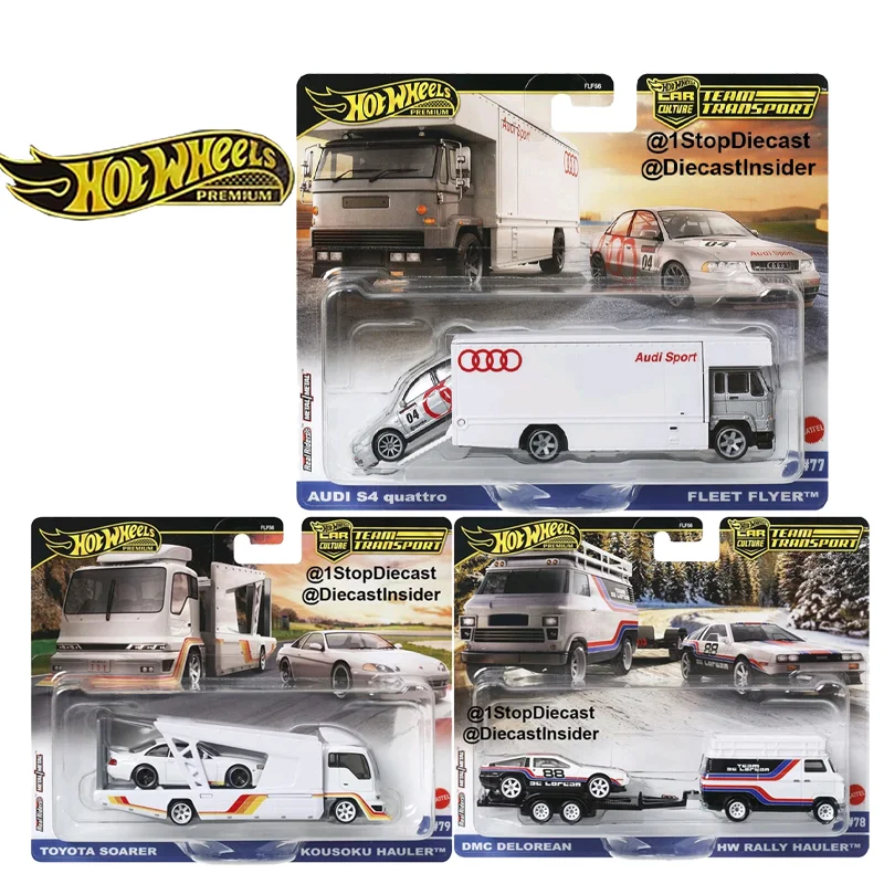 Mattel Hot Wheels 1/64 Team Transport Flf56-978F Jbm30 Audi S4 Quattro & Fleet Flyer Truck Collectible Car Toys Diecast Vehicle