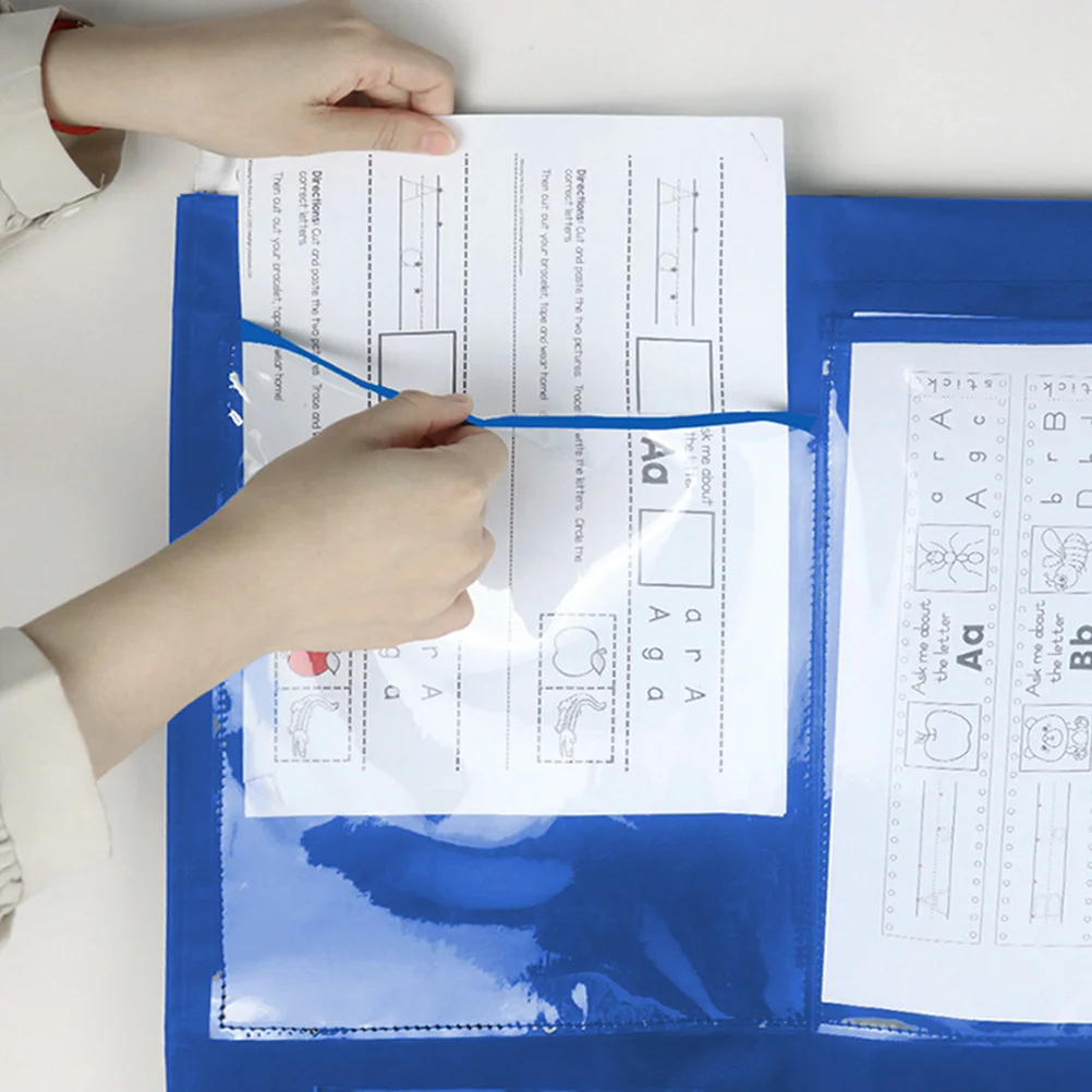 

Hanging Document File Storage Blue PVC Polyester Large Capacity Teacher Supplies Classroom Pantry Door ganizer Wall Bag