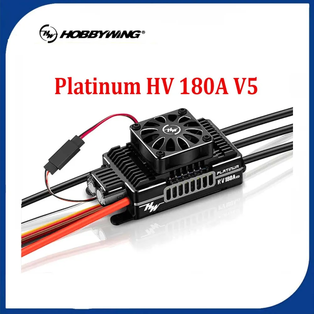 

Hobbywing Platinum HV KV180A SBEC V5 6-14S Brushless ESC 12V Switch BEC 32-bit processor For 550-700 Helicopter Fixed-wing