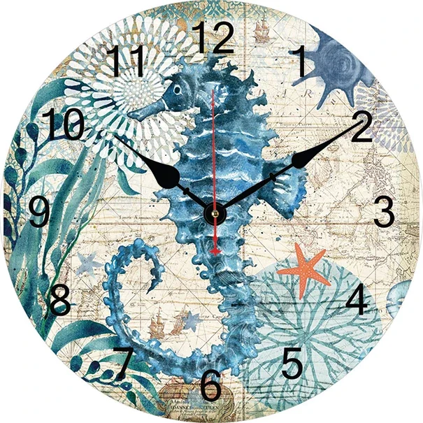 Seahorse Marine Life Wall Clock Modern Design Living Room Bedroom Office Decoration Kitchen Clock Art Wall Watch Home Decor