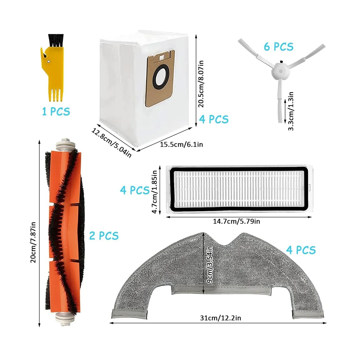 Replacement Parts for L10Plus/Z10Pro/D10PLUS, Vacuum Cleaner Accessory Set Includes Vacuum Cleaner Bags