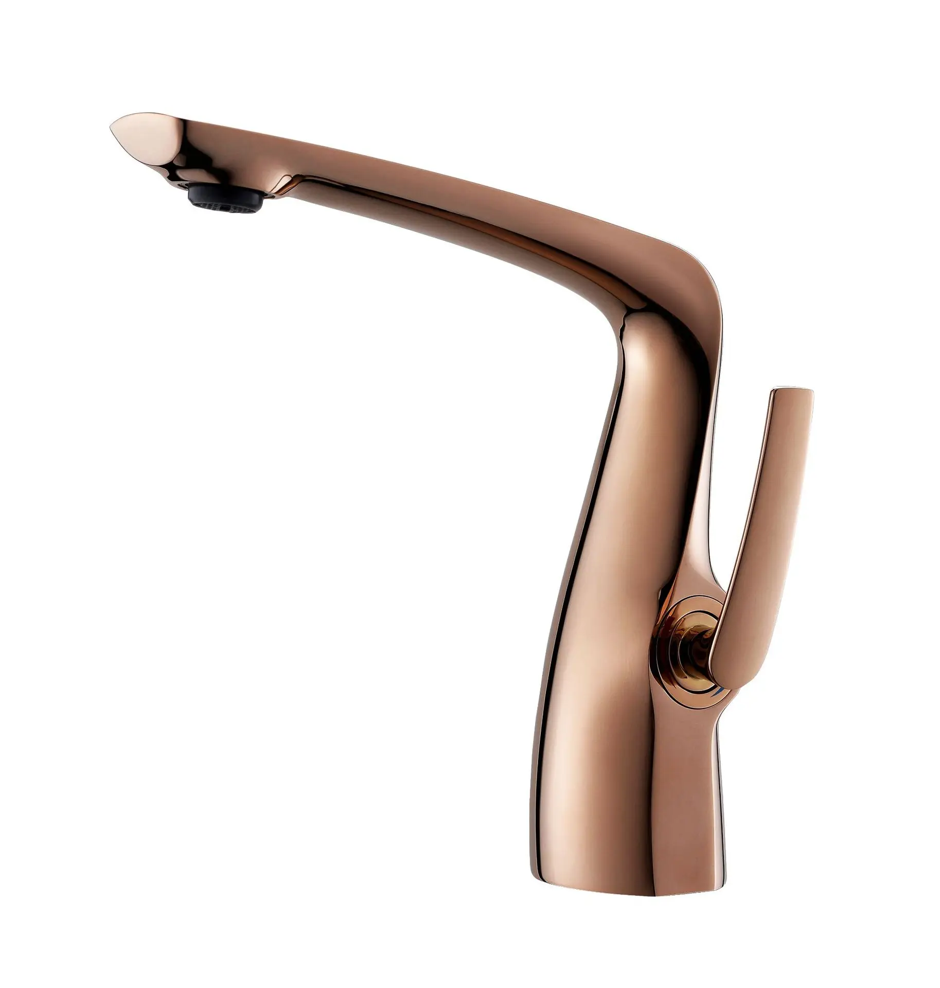 Luxury rose gold brass bathroom faucet modern 1-hole single handle cold and hot dual control simple chrome basin Tap