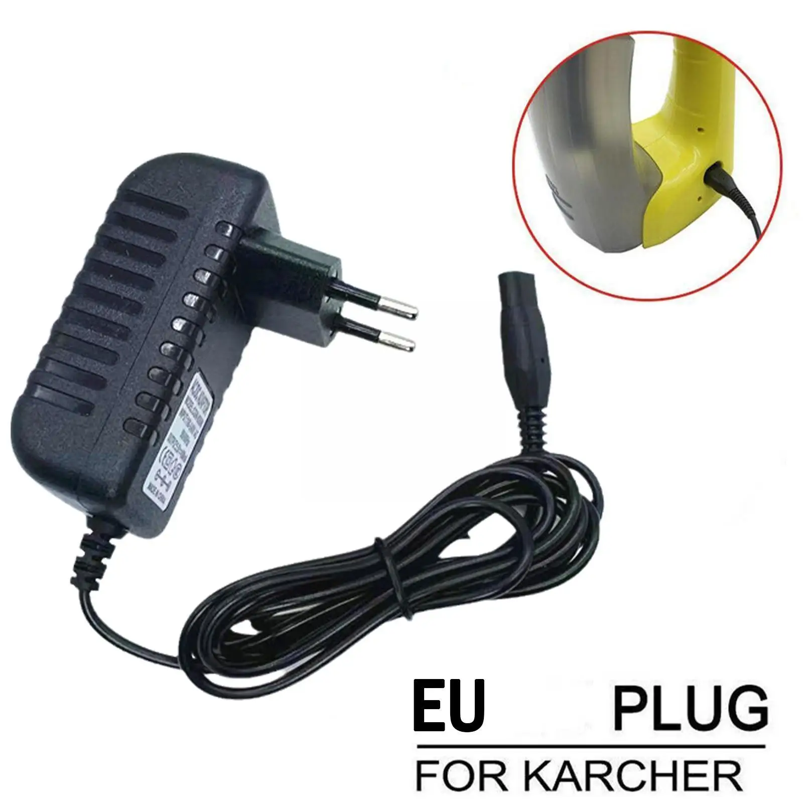 Eu Plug Power Cable Plug Charger Adapter For Karcher Wv2/5/55/60/70 Glass Vacuum Cleaner Window Vac Plug Battery Charger Pa U5u6