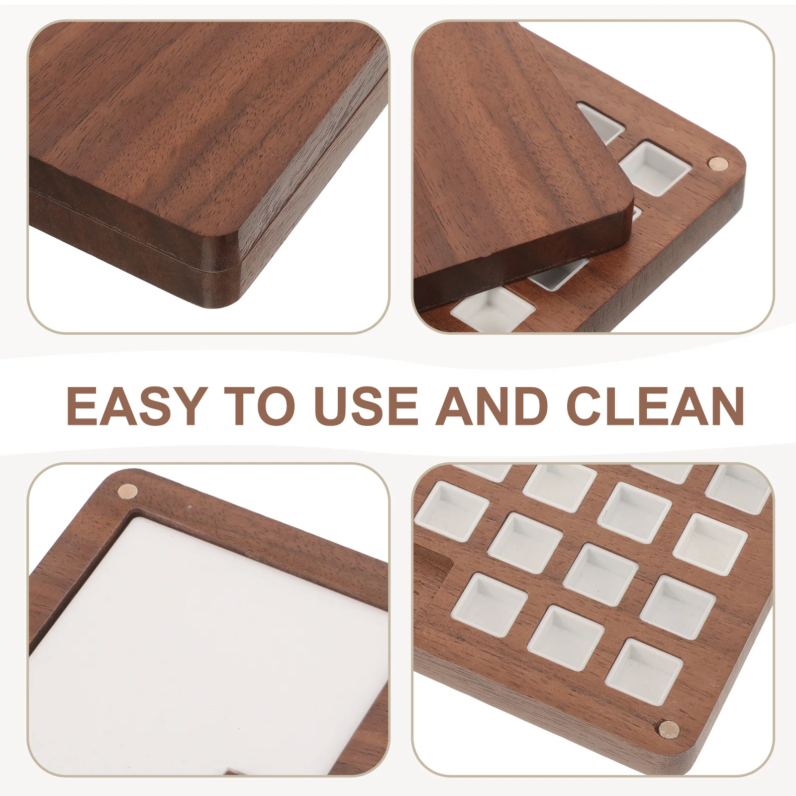 

Wooden Watercolor Paint Box Small Empty Portable Palette Pigment Mixing Case for Artists Students DIY Painting Accessories