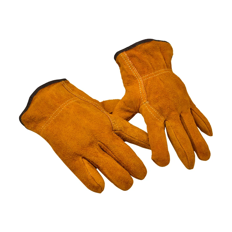 Labor Protection Cowhide Gloves Double-layer Yellow Safety Welding Wear-resistant Gloves Personal Protective Equipment