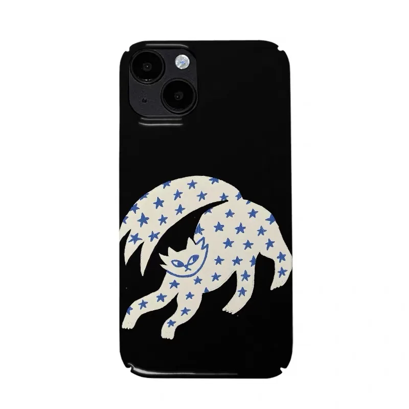 

Ins Black Star Kitten Art Phone Case for IPHONE 17 Air 16E 15 PROMAX 14 Plus 13 12 MINI 11 PRO 16Plus XR XS Acrylic Phone Cover