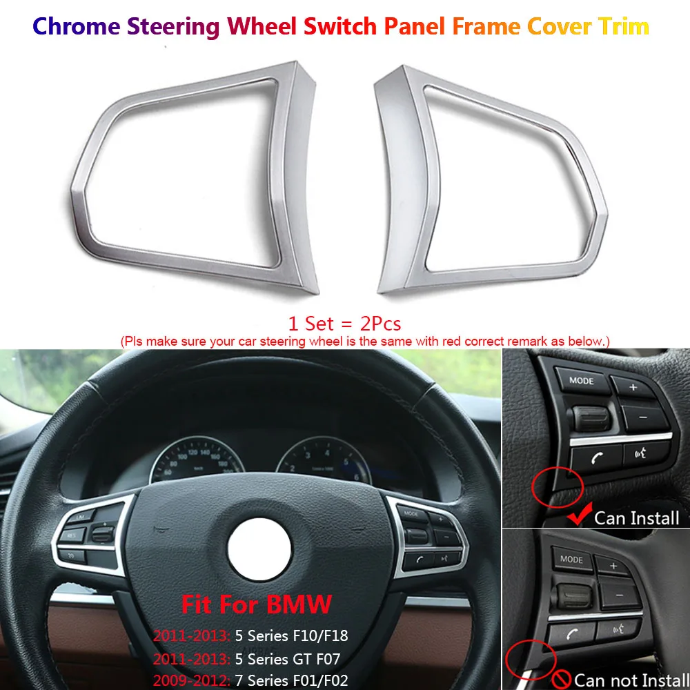 

Chrome Car Steering Wheel Switch Button Panel Cover Trims For BMW 5 7 Series F10 F07 F01 F02 Auto Interior Stickers Accessories