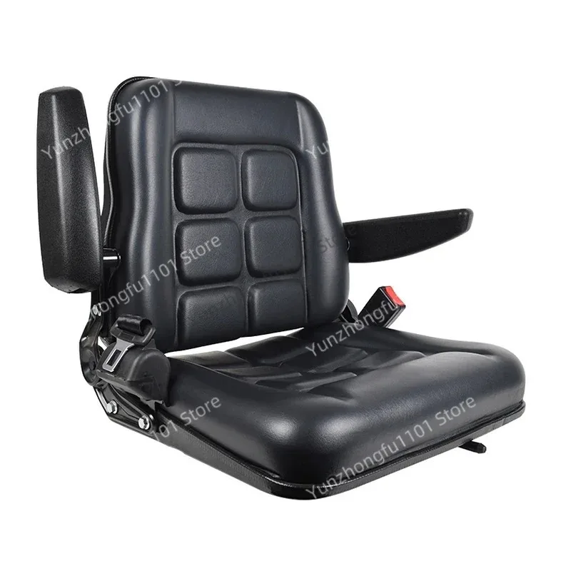 Black Forklift Seat Drivers Side Forklift Seat with Safety Belt and Armrest Adjustable Tractor Excavator Seat 100kg