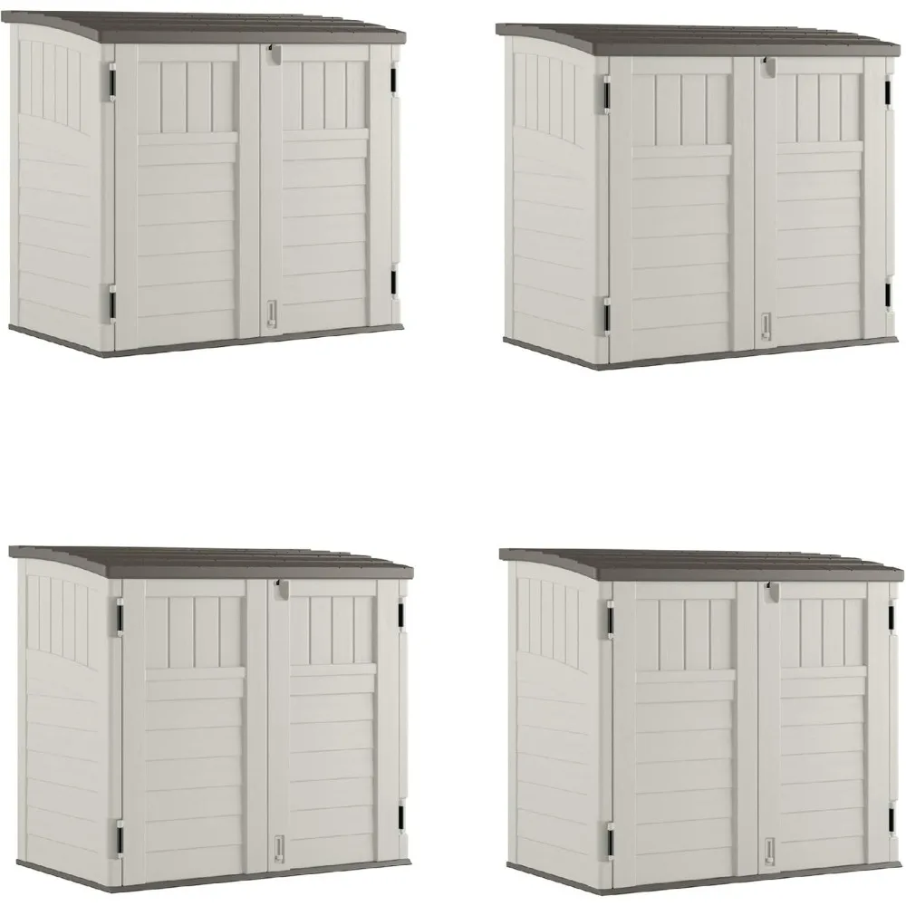 34 Cubic Feet Horizontal Backyard Storage Stow Away Shed, Ivory (4 Pack)