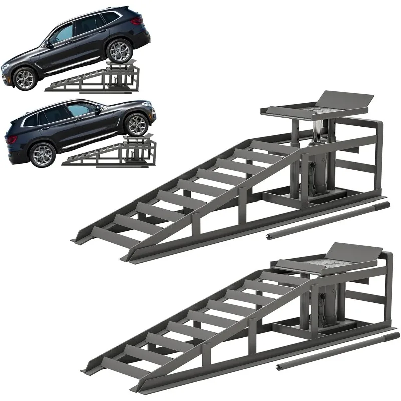 2 Pack Hydraulic Car Ramps 5T 10000lbs Low Profile Car Lift Service Ramps Truck Trailer Garage,Height Hydraulic Vehicle Ramps