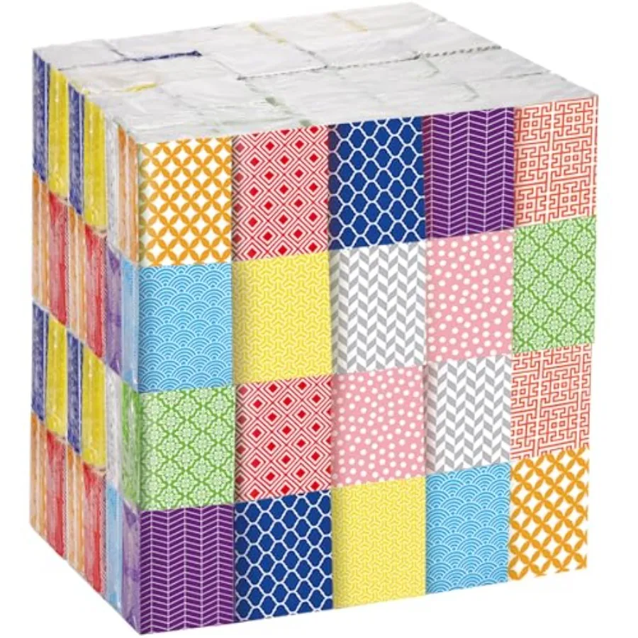 

Packs Travel Tissues Bulk Geometric Designed Pocket Size Tissues 3 Ply Paper Facial 0 Count for Travelling Walking Weddings Gra