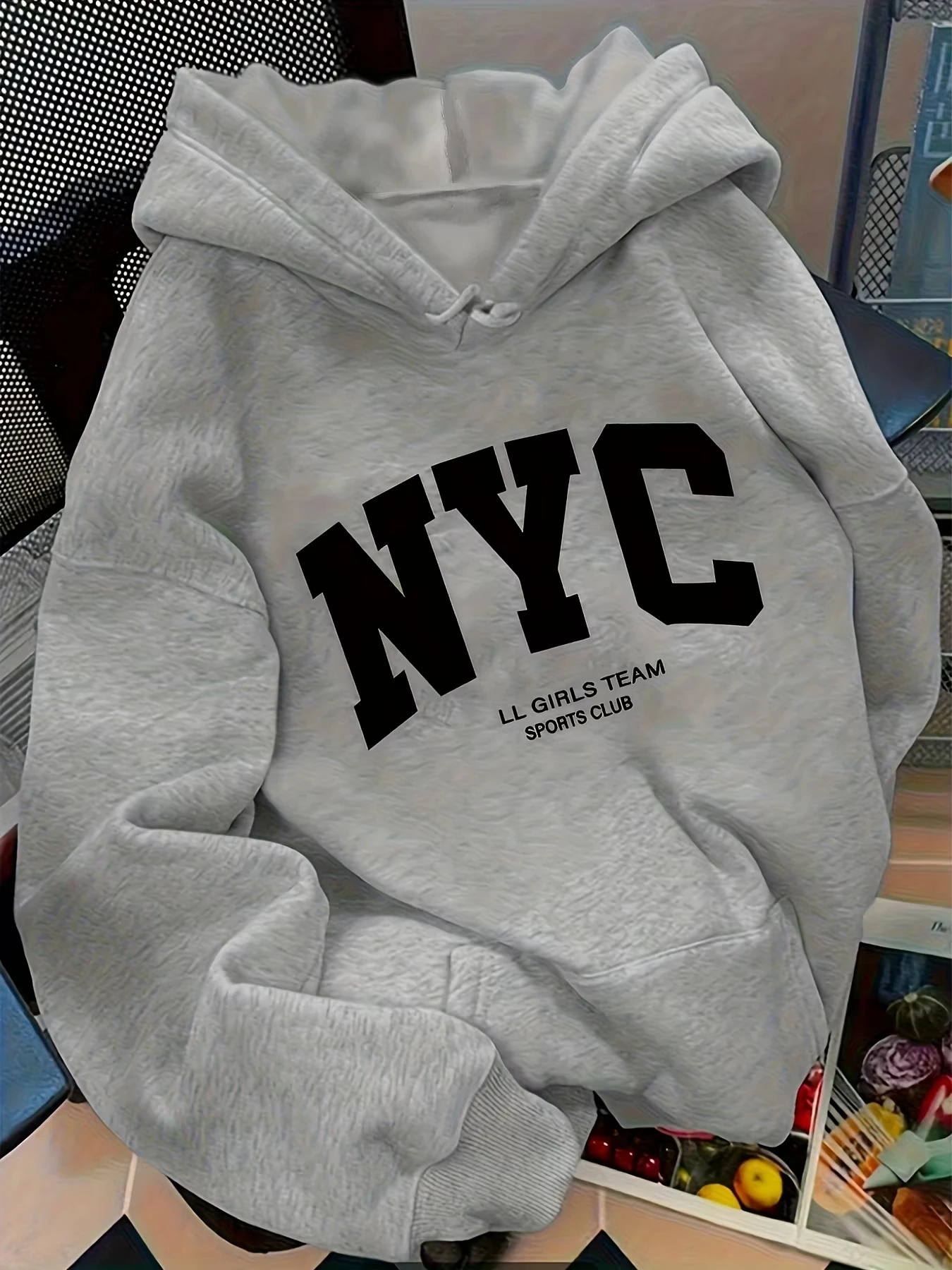 2026 Women'S Light NYC Pattern Hooded Sweatshirt Oversized Comfortable Fabric Fashion Casual HipHop Sweatshirt Harajuku Unisex