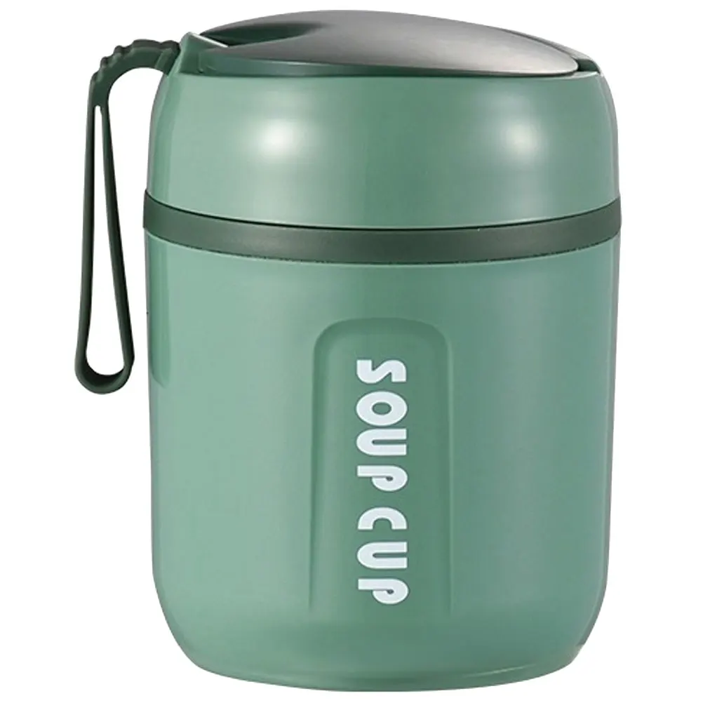 

Leakproof Insulated Soup Cup Thermal Breakfast Mug Portable Food Container Stainless Steel PP Large Bottom Non Slip Design