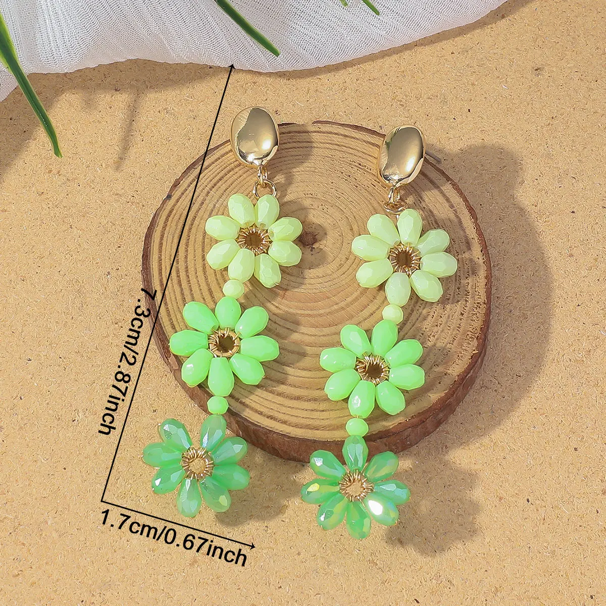 Delicate Sweet Flower Crystal Beads Drop Earrings for Women Girls Bohemian Multicolor Handmade Long Earrings Summer Jewelry Gift