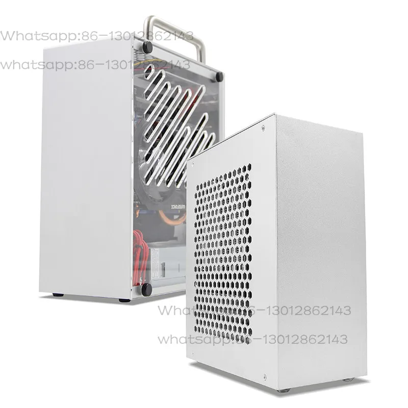 Mini chassis All aluminum A4 under small 1U power supply side transparent single display desktop portable desktop computer