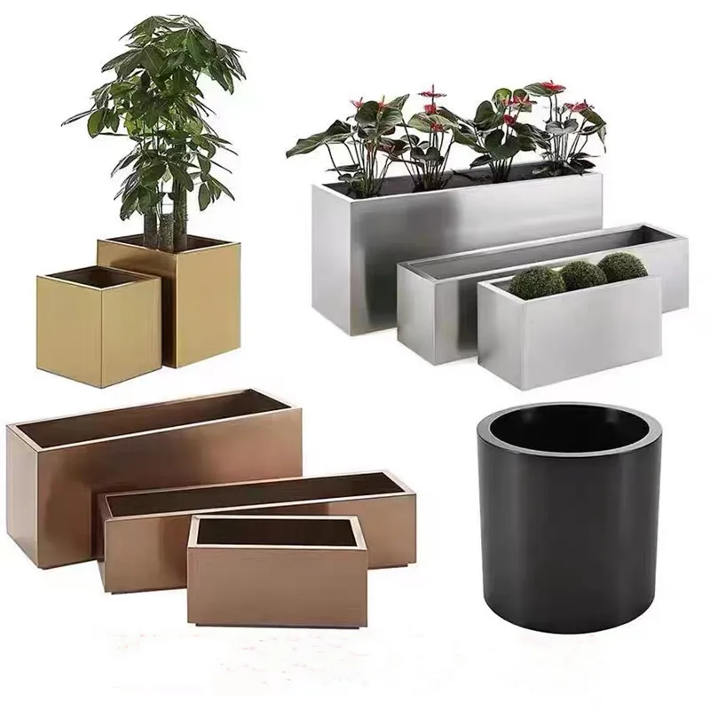 صندوق زهور من الحديد المطاوع في الهواء الطلق، سياج سرير على شكل زهرة فناء مربع #1