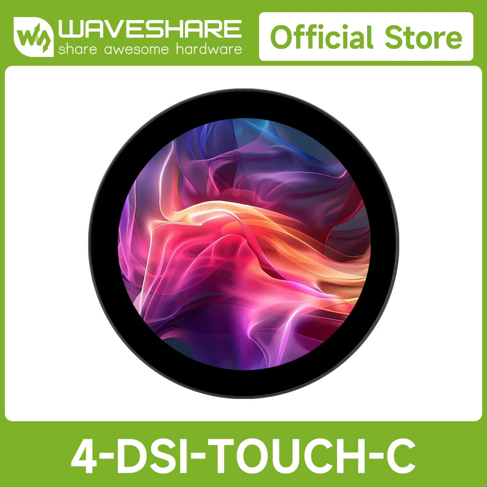Waveshare 3.4 / 4inch DSI Round Capacitive Touch Display for Raspberry Pi/RK3576/RK350, 720 × 720, IPS Display Panel, 10-Point