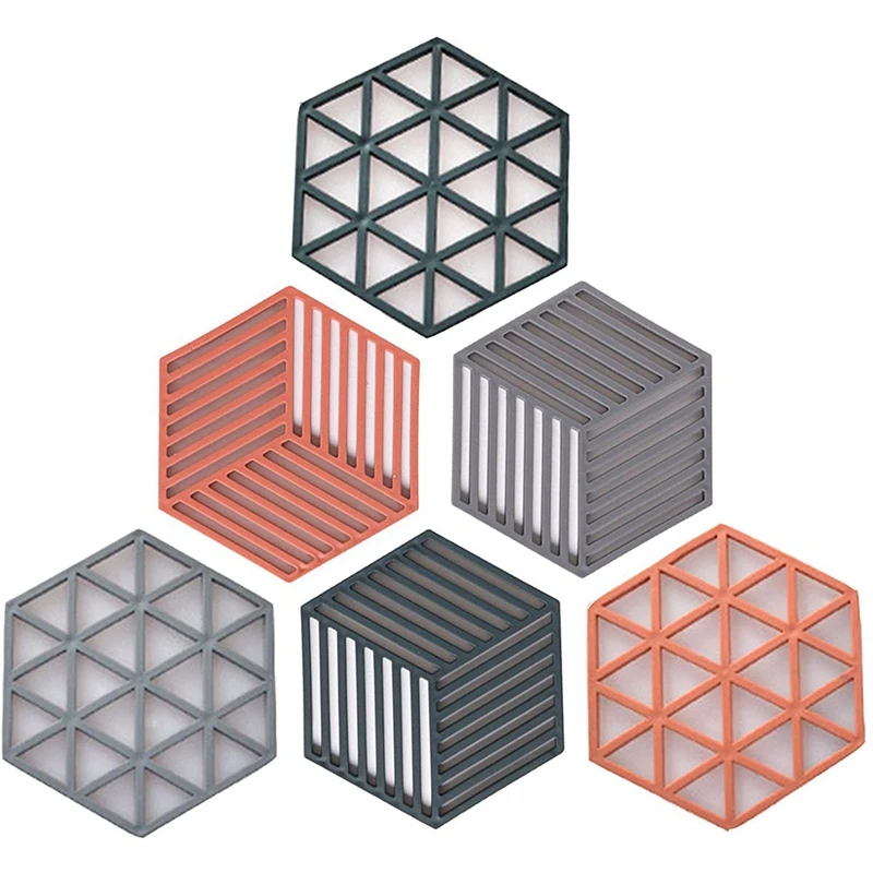 

6 Pieces Non-Slip Hot Pads, Trivets / Coasters, Waterproof, Heat-Resistant, For Bowls And Pans