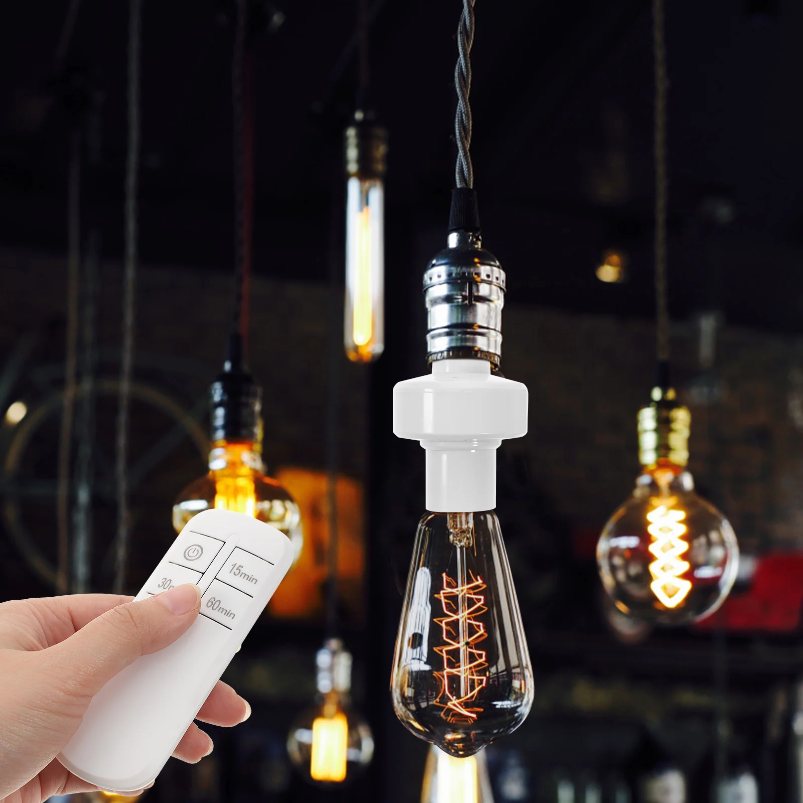 Testa luminosa con telecomando da 3 pezzi senza fili con timer Presa intelligente Lampada con presa programmabile Base lampadina E27