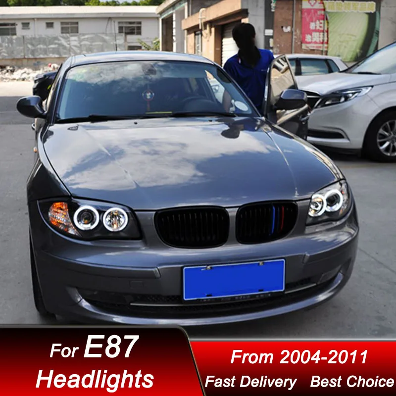 المصابيح الأمامية للسيارة BMW 1 سلسلة E87 2004-2011 مجموعة المصابيح الأمامية LED الكاملة ترقية عالية التكوين مجموعة ملحقات عدسة العرض