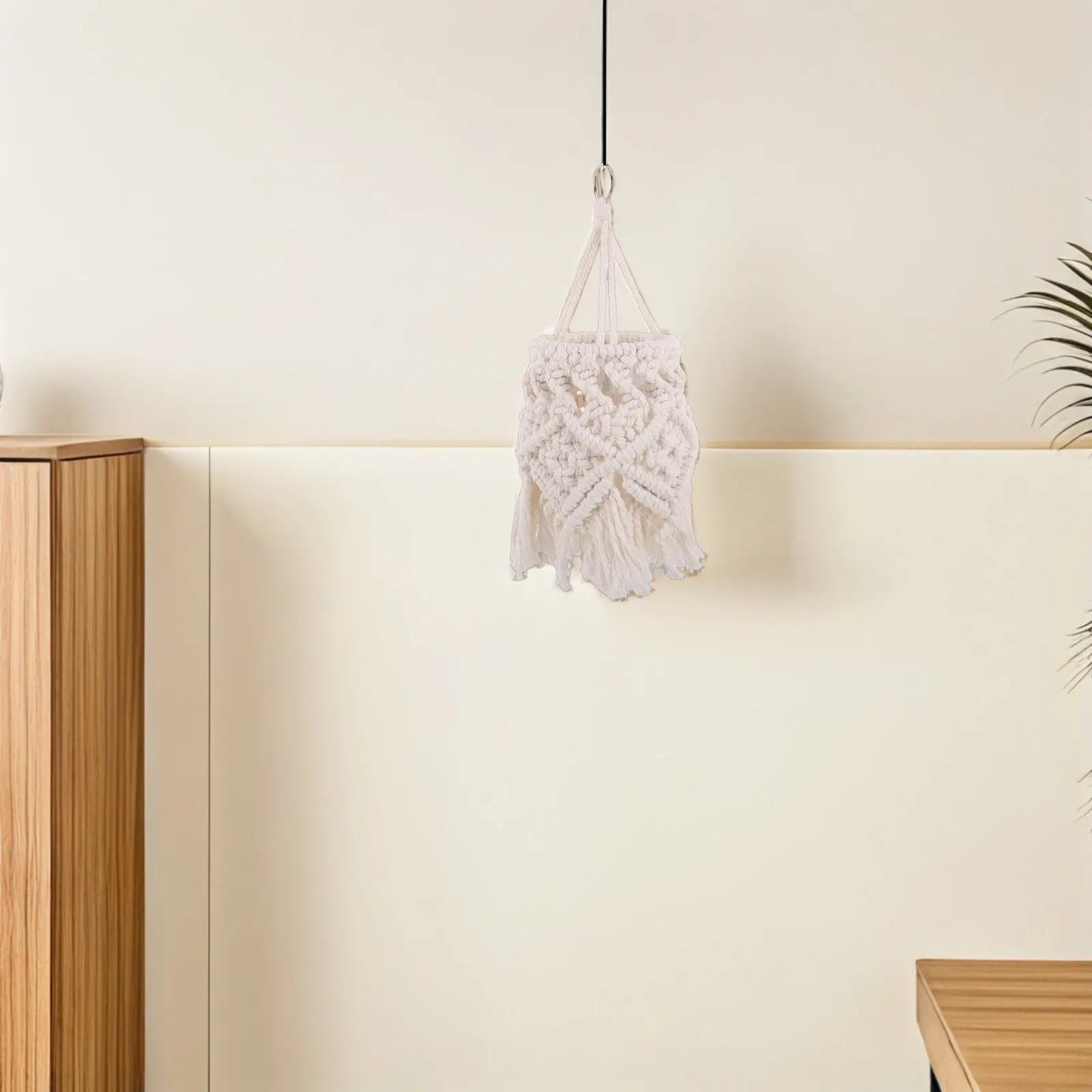 Bohemian Handwoven Cotton Rope Lampshade Rustic Macrame Boho Light Shade Cover Bedroom Living Room Ceiling Pendant