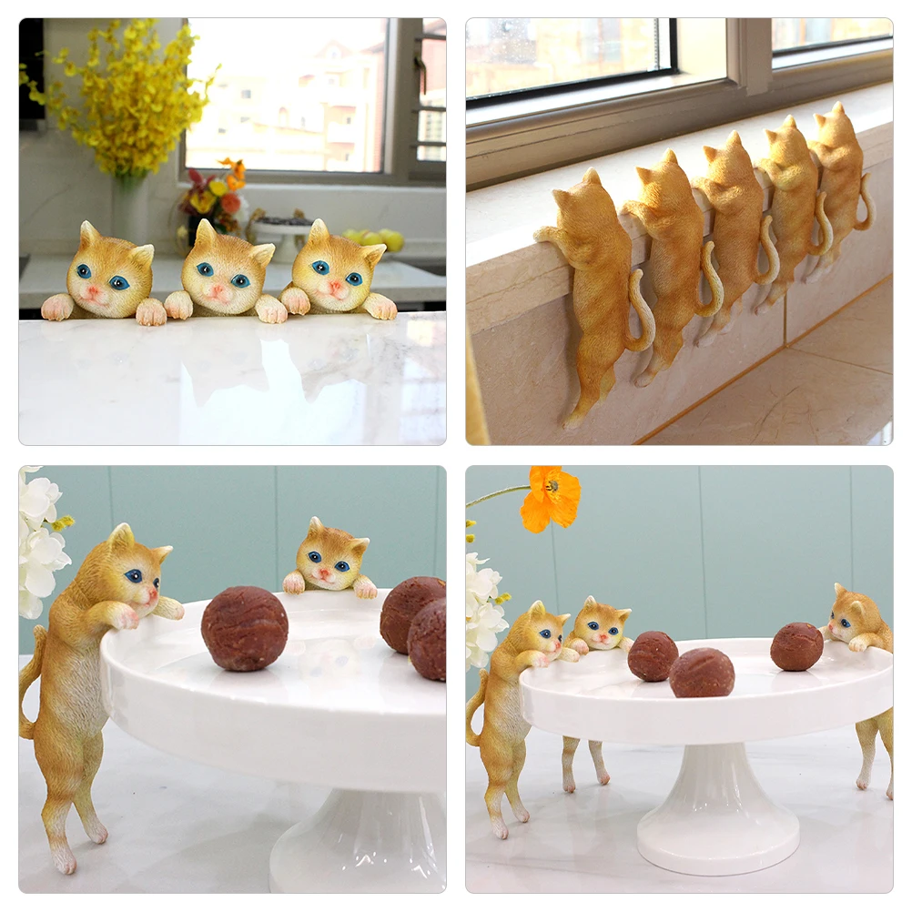 

Cat Ornaments Resin Planter Pot Hanger Decorations Outdoor Garden Wall Hanging Flower Pot Adornment Colorful Realistic