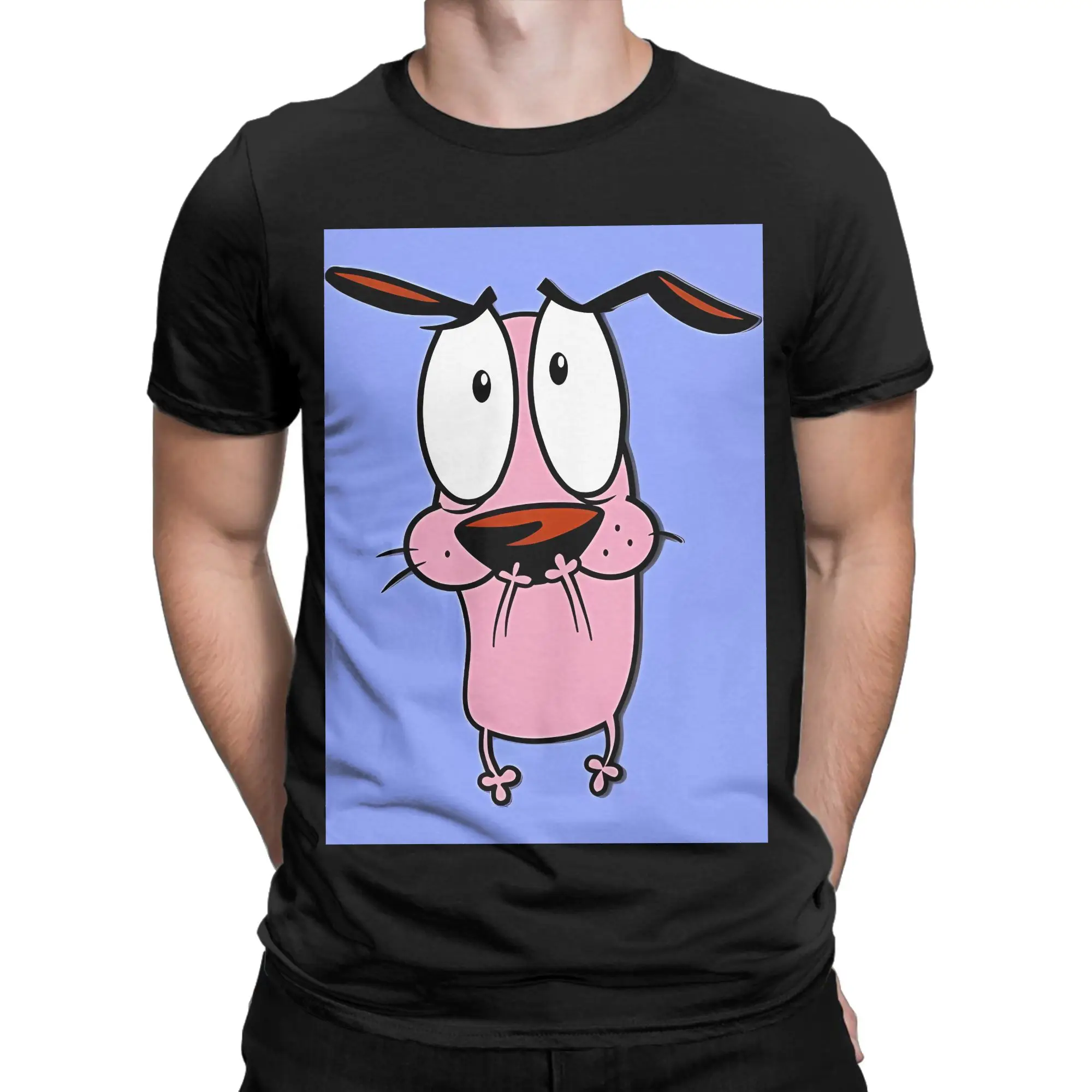 cCourage The Cowardly Dog purple Funny 100% Cotton T-Shirt cCourage the Cowardly Dog Tees Tops For Men