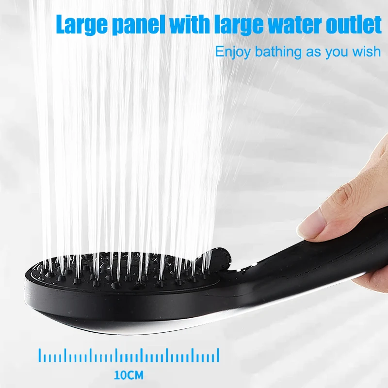 EHEH Black Bath Shower Head 7 Modes Adjustable High Pressure Water Saving Handheld Showerhead Bathroom Accessories