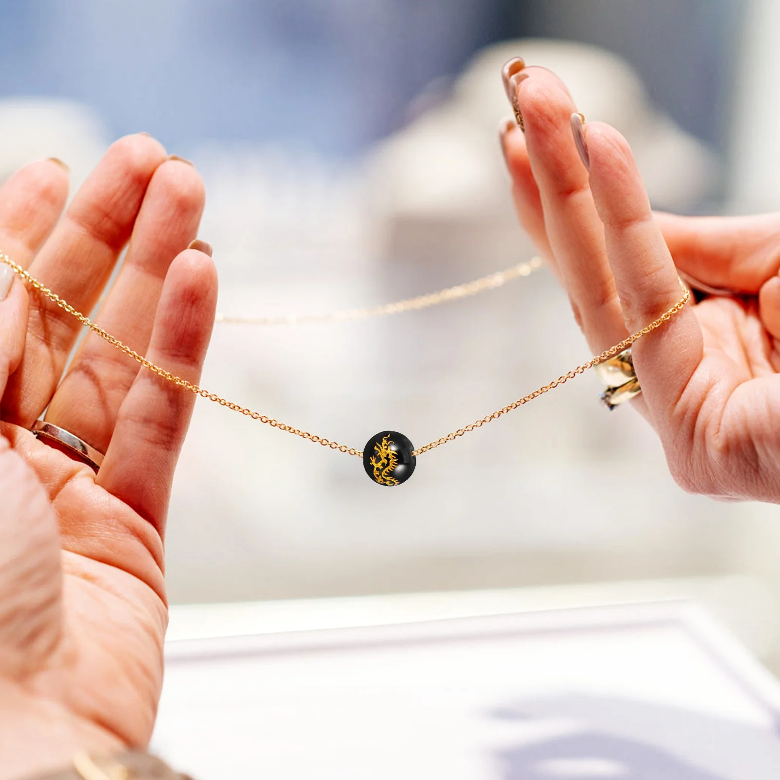 

38Pcs Carved Dragon Agate Beads Round Loose Beads DIY Handmade Jewelry Craft Supplies for Bracelets Dragon Bead