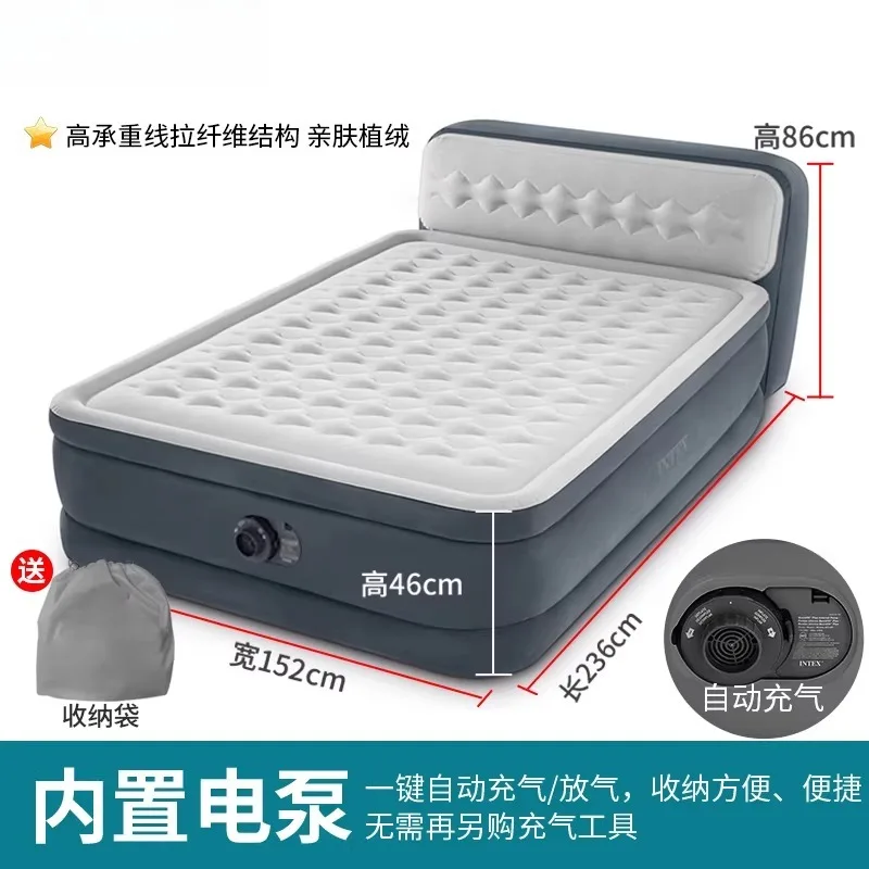 Backrest line pull inflatable mattress double double air mattress bed thickened built-in electric pump