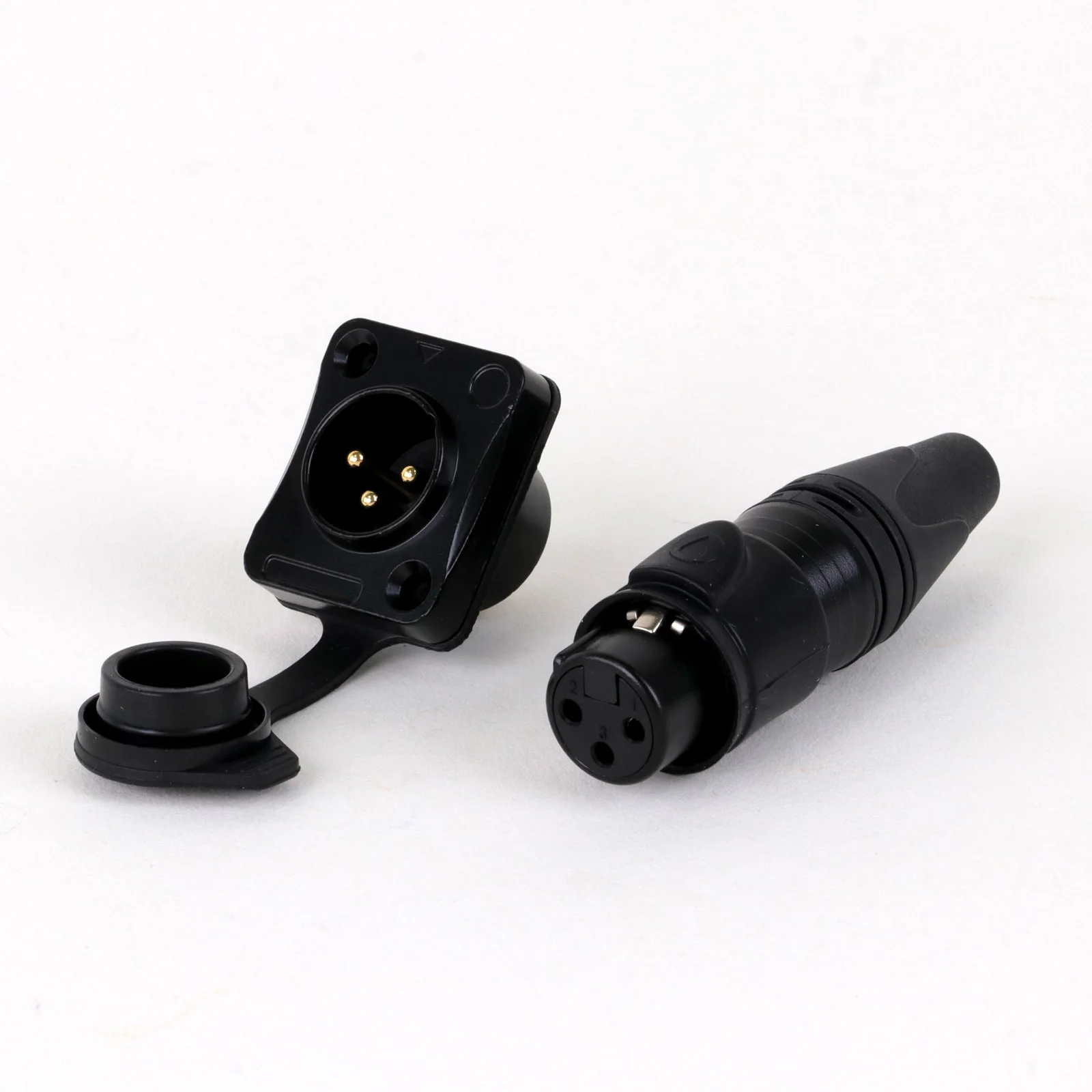 1pc/1set Waterproof 3Pin XLR Plug,Panel Mount Socket Adapter with Dustproof Cover Outdoor Performance Audio Wire Connector - view 3