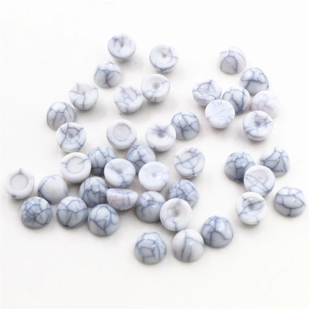 40pcs/lot 8mm 10mm White crack Colors Natural Cracked Style Flat back Resin Cabochons For Bracelet Earrings accessories