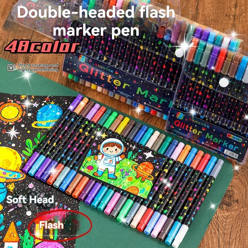 12-96 Colors Glitter Art Markers Metallic Paint Marker Pens DIY Crafts Birthday Cards, Making Poster, Album