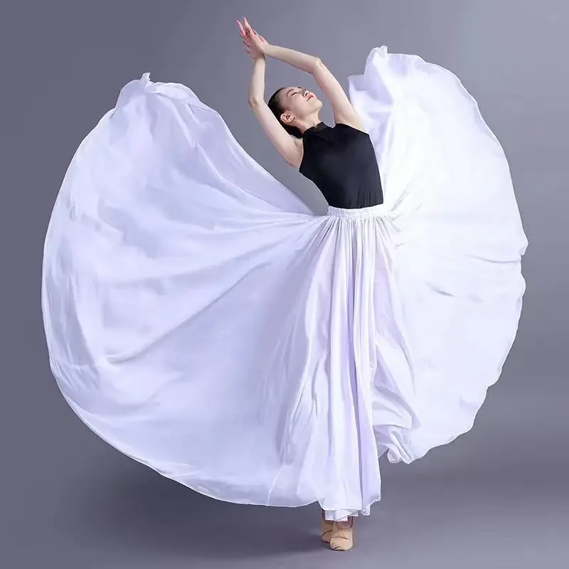 

Belly Dance Chiffon Womens 17Color Solid 720 Degree Pendulum Skirt Gypsy Long Skirts Dancer Practice Wear Purple Gold Skirt