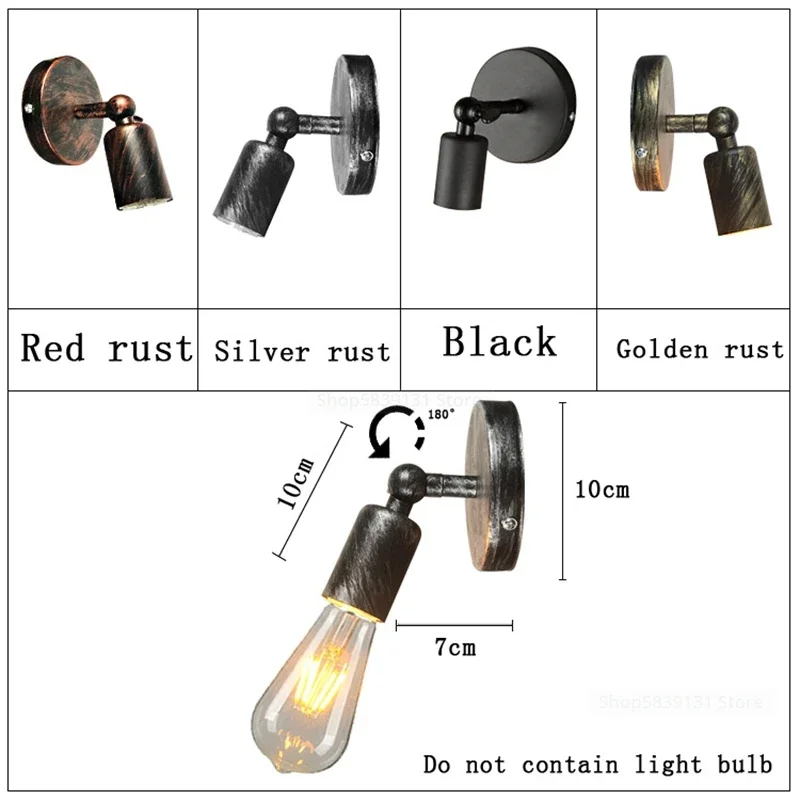 Lampu Dinding Retro Industri Nordic Besi E27 Perlengkapan Lampu Dinding Tempat Lilin Dinding Antik untuk Ruang Tamu Loteng Pencahayaan Tangga Luminer