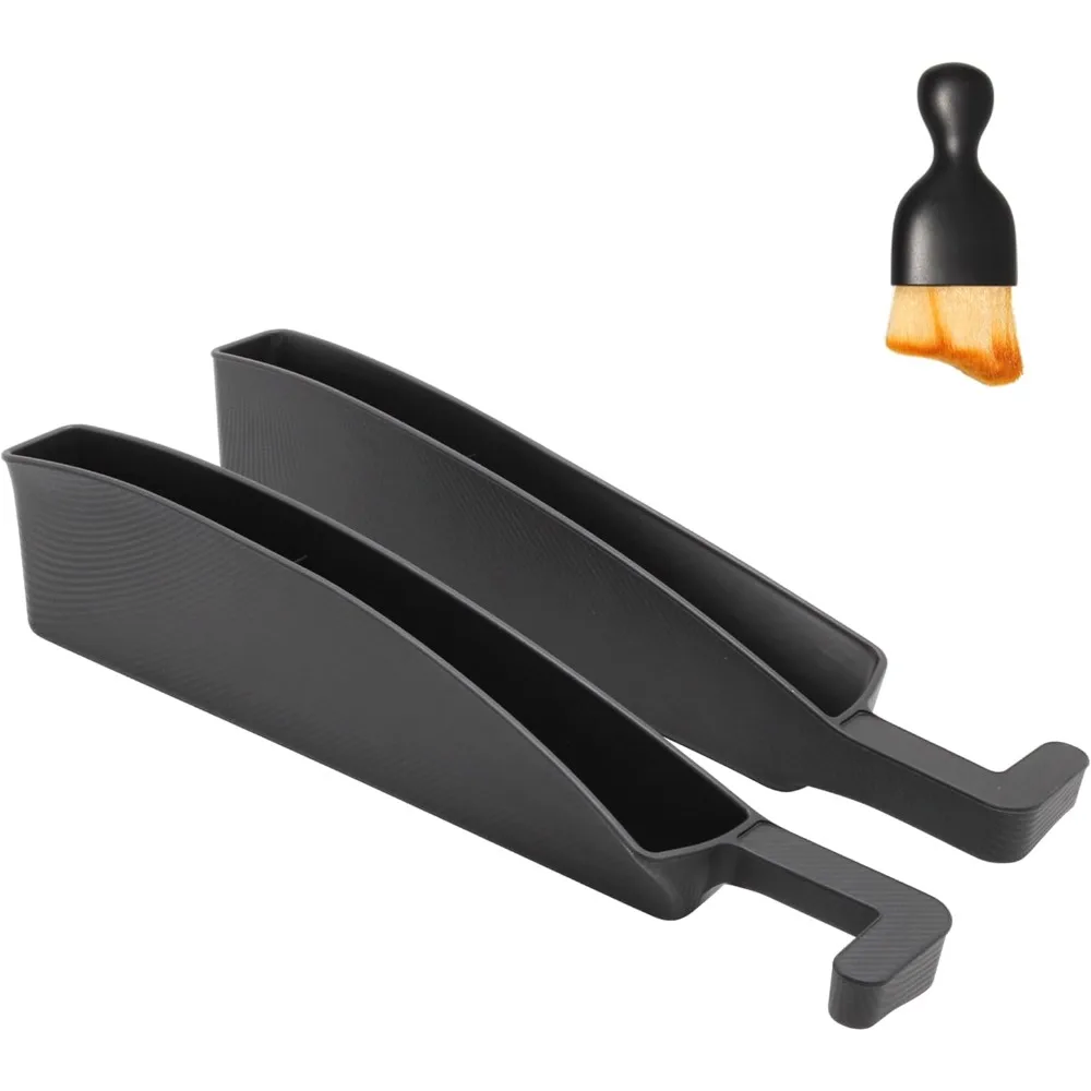 

2 pcs black car seat gap filler organizer with free cleaning brush, multifunctional storage box with reserved data cable chargin