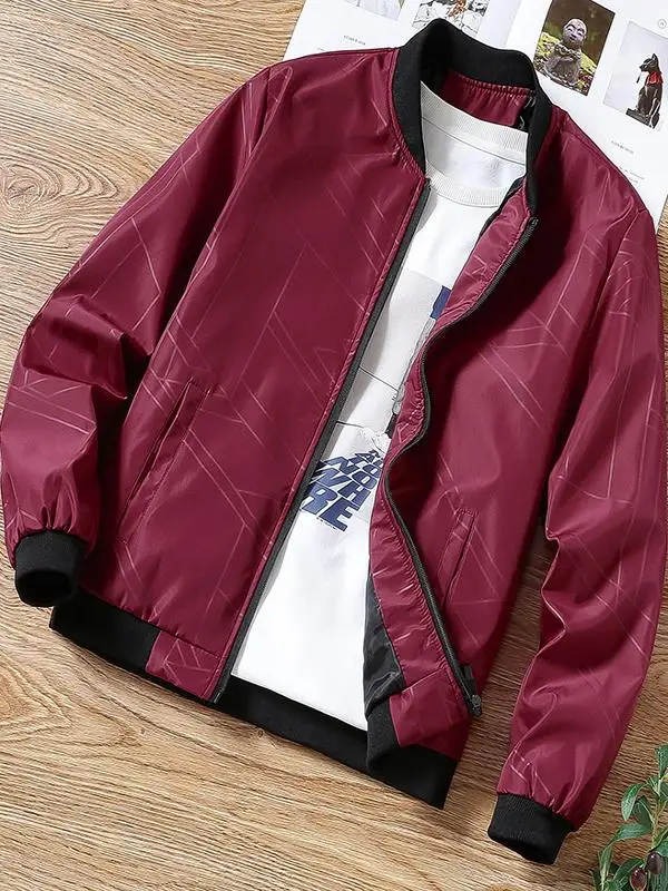 

Весенне-осенняя легкая приталенная мужская куртка, повседневная верхняя одежда для бейсбола, молодежная модная модная молния с застежкой-молнией...