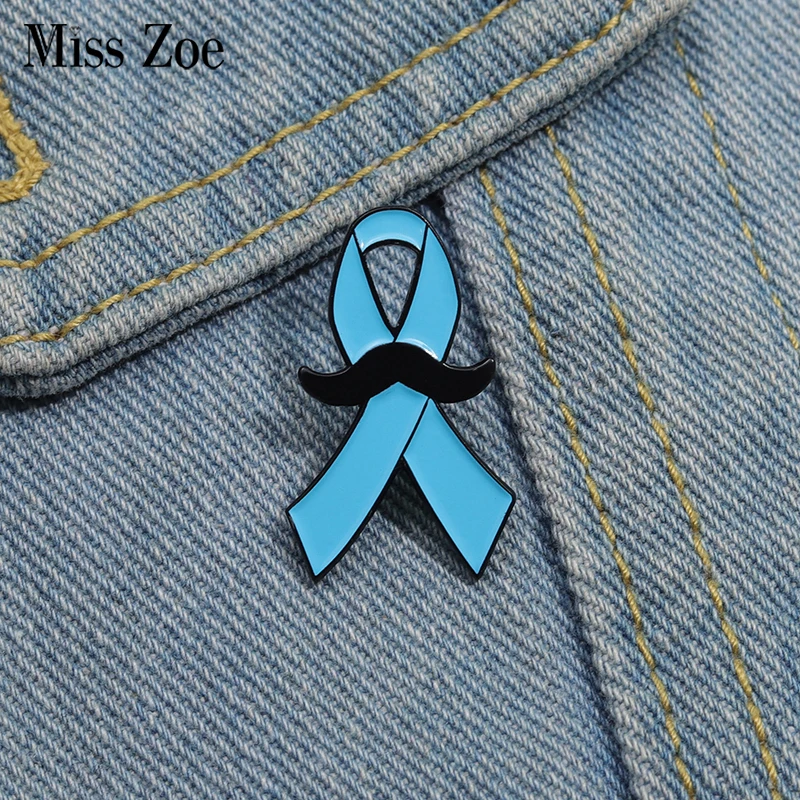 Blue Ribbon Enamel Pins Custom Prostate Cancer Men\'s Health Brooches Lapel Badges Jewelry Gift for Kids Friends