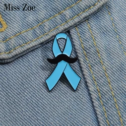 Blue Ribbon Enamel Pins Custom Prostate Cancer Men's Health Brooches Lapel Badges Jewelry Gift for Kids Friends