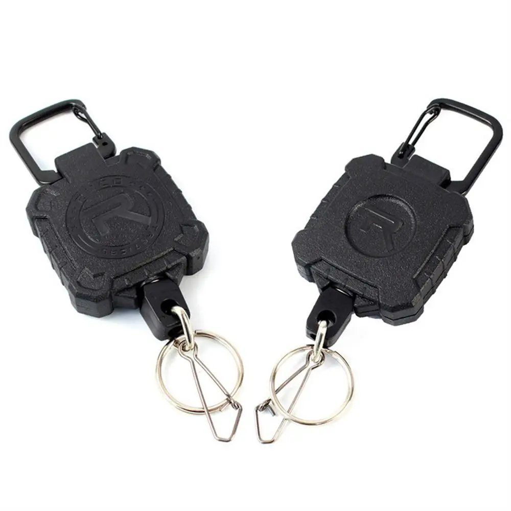 Fotografia 6: Chaveiro Retrátil de Cabo de Aço de Alta Resistência Multifuncional com Fivela de Fácil Puxar e Suporte Telescópico Antifurto para Crachá