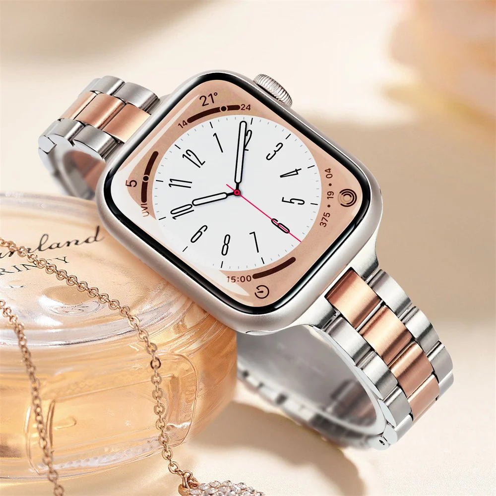Pita baja tahan karat ramping untuk tali jam tangan apple, gelang logam ultra-49 mm 44mm 45mm 40mm 38/42mm 41mm seri iwatch 8 7 6 SE 5 9