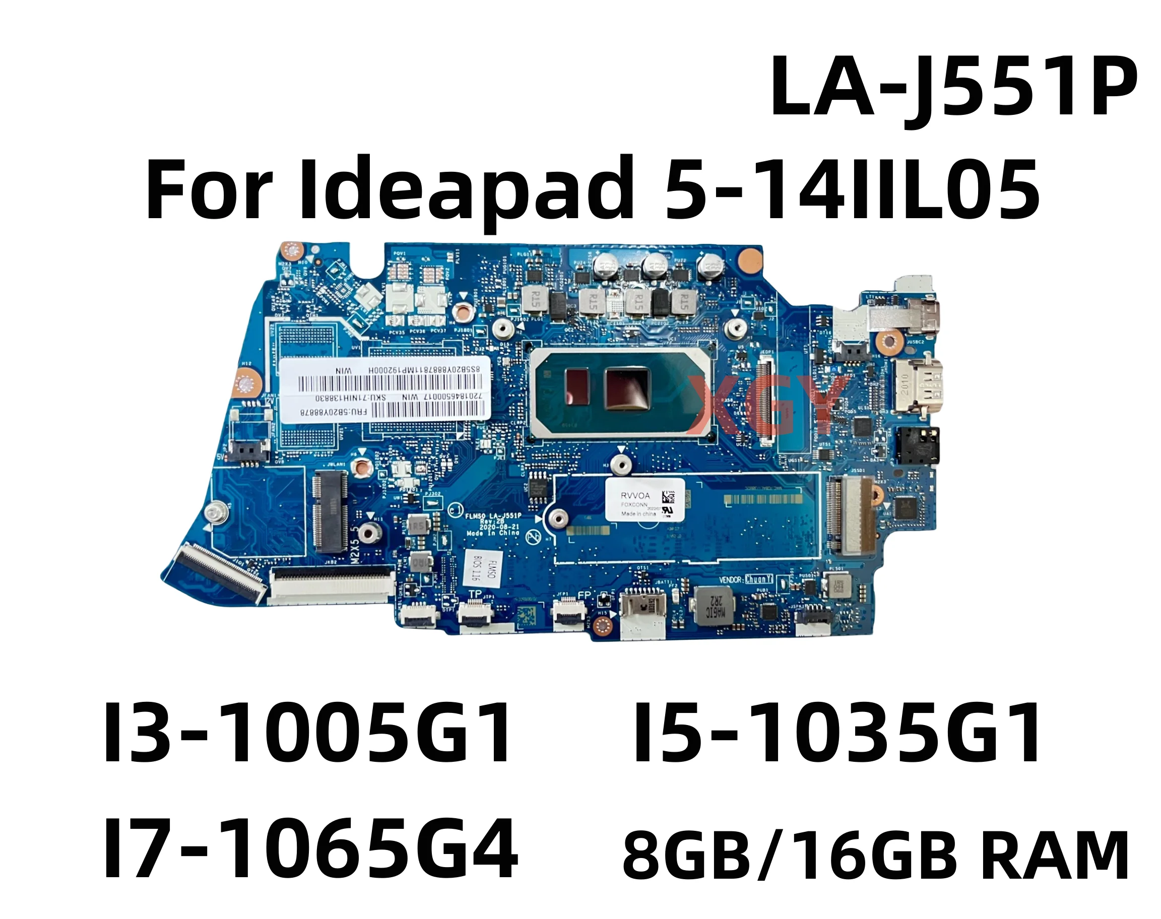 

LA-J551P For Lenovo Ideapad 5-14IIL05 Laptop Motherboard With i3 i5 i7 10th CPU 8GB/16GB RAM 100% Test OK