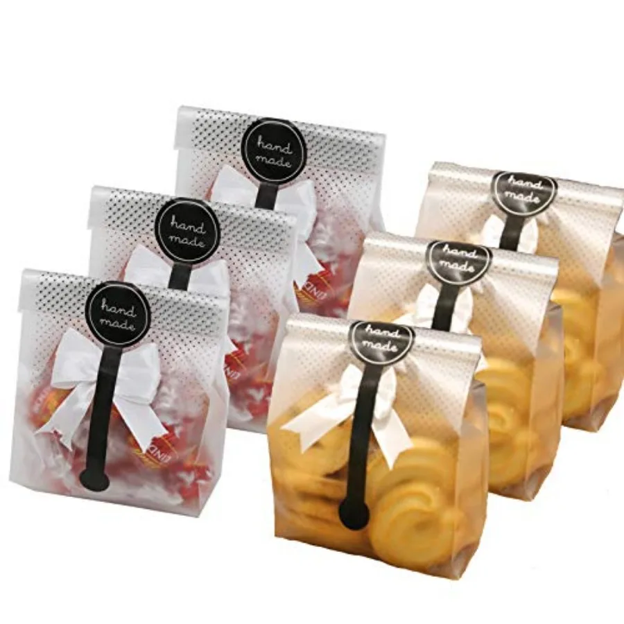 SAILING-GO 00 pcs./Pack Translucent Plastic Bags for Cookie, Cake, Chocolate, Candy, Snack Wrapping Good for Bakery Party with
