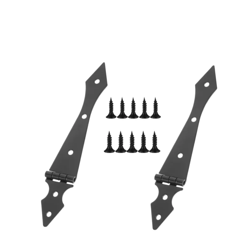 2Pcs Black Arrow Hinge, with Screws, for Household Cabinet Doors, Fence Hinge, Guardrail Fence Decoration Hinge
