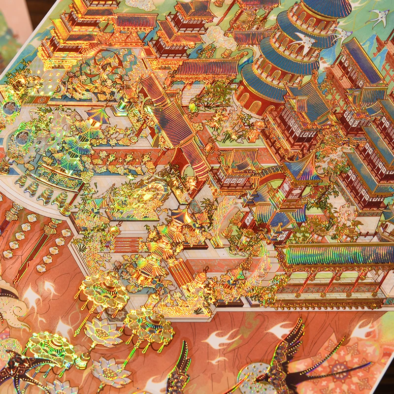 Millennium Silk Road Chinese Ancient Architecture Scene Stickers, Quiet Book, Immersive Time-killing Craft Supplies, Great Gift
