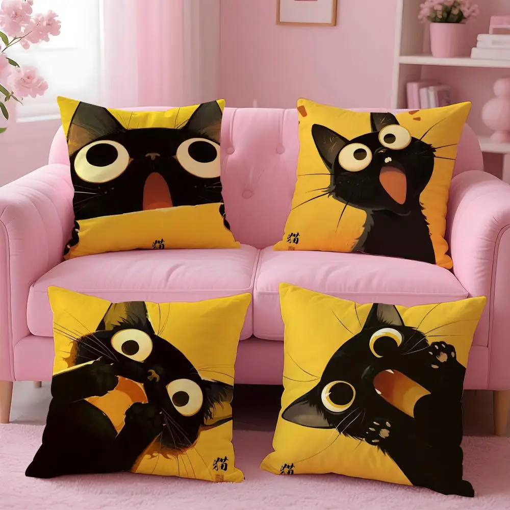 Creative Funny Meme Viral Art Shocked Cat Art Cushion Cover Pillow Case Soft Skin Friendly Fabric & Concealed Zipper