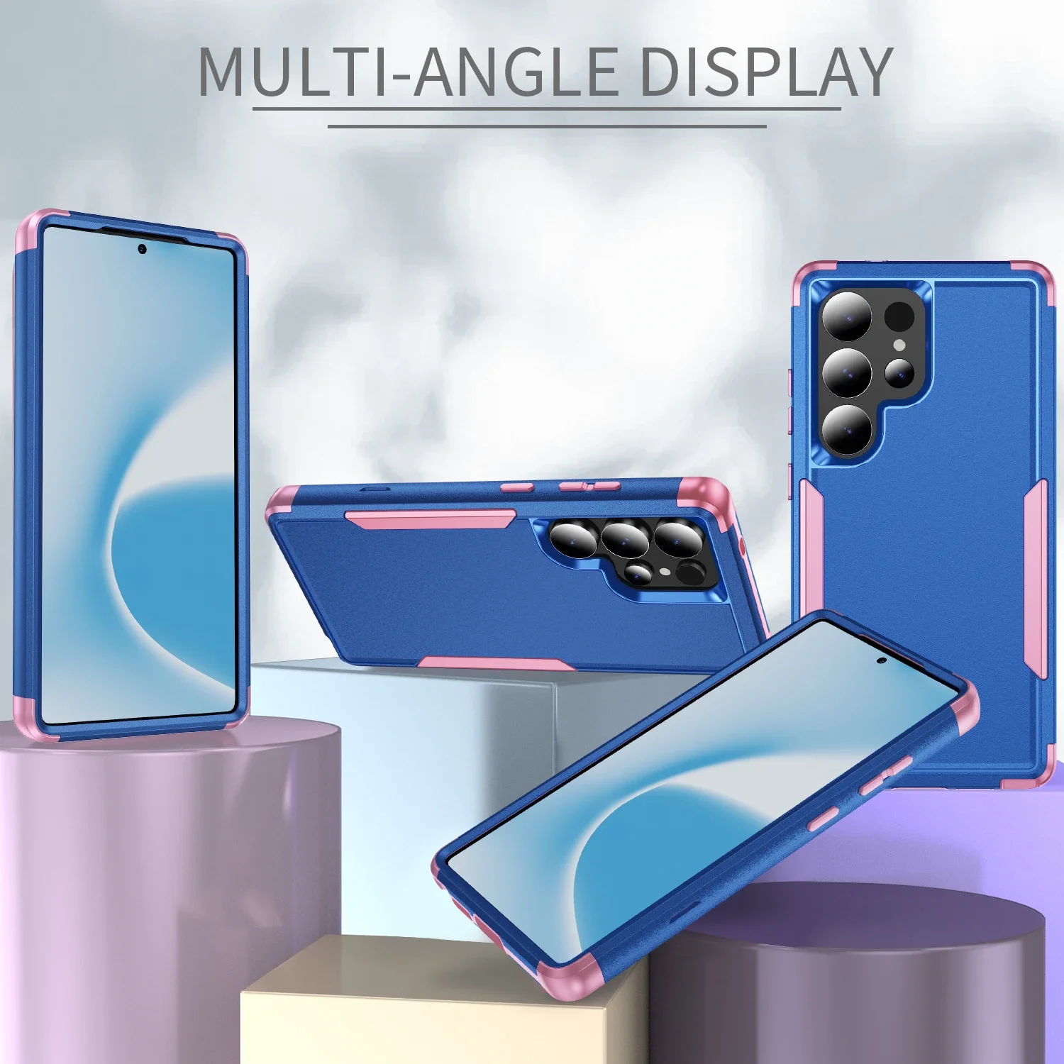 

For Samsung Galaxy S21 S22 S23 S24 S25 Ultra PLUS Shockproof Phone Protect Case Armor Hybrid Soft TPU + Hard PC Back Cover Shell