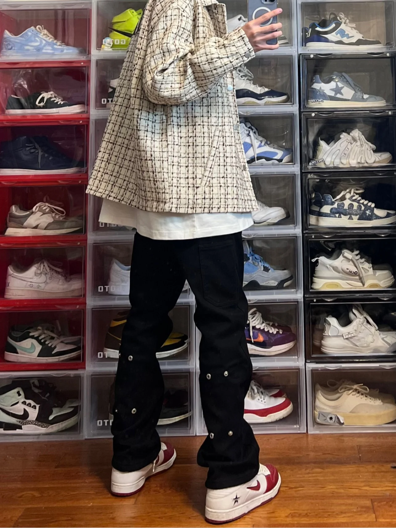 

Американские ретро-джинсы с широкими штанинами и пуговицами в стиле High Street, прямые, свободные, универсальные, длинные брюки, молодежный тренд, осенняя коллекция